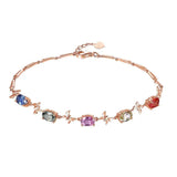 Rose Tennis Bracelet Rainbow Zircon Charm Jewelry