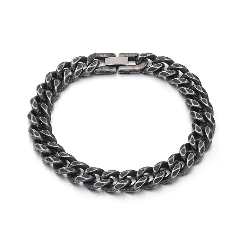 Vintage Oxidized Link Chain Bracelet for Men