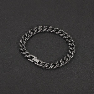 Vintage Oxidized Link Chain Bracelet for Men