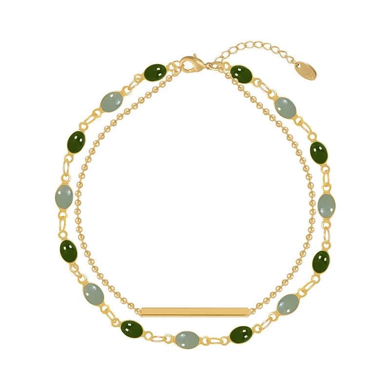 Double-Layer Crystal Heart Chain Bracelet Wedding Jewelry