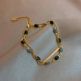 Double-Layer Crystal Heart Chain Bracelet Wedding Jewelry