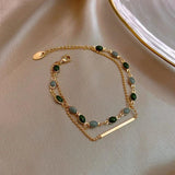 Double-Layer Crystal Heart Chain Bracelet Wedding Jewelry