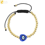 CSJA Evil Eye Bracelet Heart Shaped Braided Bead Women Girl Jewelry Gift