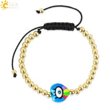 CSJA Evil Eye Bracelet Heart Shaped Braided Bead Women Girl Jewelry Gift