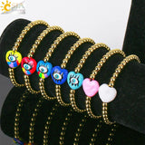 CSJA Evil Eye Bracelet Heart Shaped Braided Bead Women Girl Jewelry Gift