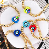 CSJA Evil Eye Bracelet Heart Shaped Braided Bead Women Girl Jewelry Gift