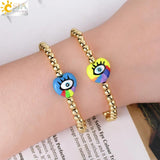 CSJA Evil Eye Bracelet Heart Shaped Braided Bead Women Girl Jewelry Gift