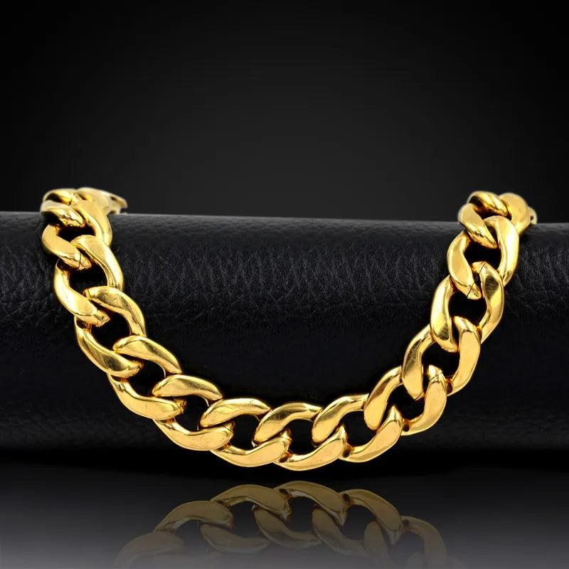 Men's Thick Cuban Chain Link Bracelet Stainless Steel Hip Hop Jewelry