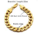 Men's Thick Cuban Chain Link Bracelet Stainless Steel Hip Hop Jewelry