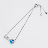 Love Heart Key Opal Stone Bracelet, Rose Silver Chain, Geometric Jewelry