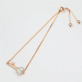 Love Heart Key Opal Stone Bracelet, Rose Silver Chain, Geometric Jewelry