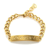 Minimalist Love Engraved Chain Link Bracelet