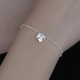 Silver Bracelet for Women Girl Gift Forest Ginkgo Biloba Maple Leaves Jewelry