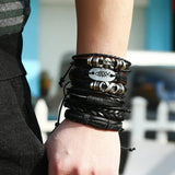Punk Gothic Rock Skull Multilayer Leather Bracelet