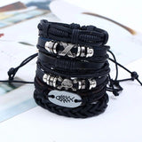 Punk Gothic Rock Skull Multilayer Leather Bracelet