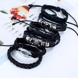 Punk Gothic Rock Skull Multilayer Leather Bracelet