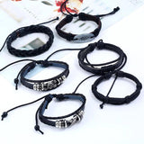 Punk Gothic Rock Skull Multilayer Leather Bracelet