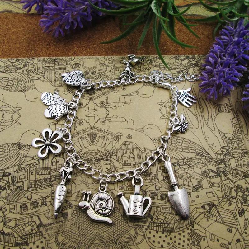 Silver Plated Charm Bracelet Garden Lover Gardening Enthusiasts
