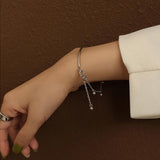 Metal Round Steel Ball Tassel Bracelet Women Adjustable Bangle