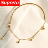 Metal Round Steel Ball Tassel Bracelet Women Adjustable Bangle
