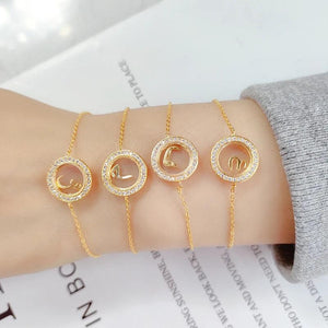 Arabic Letters Glass Round Ring Women's Bracelet Arabian Style