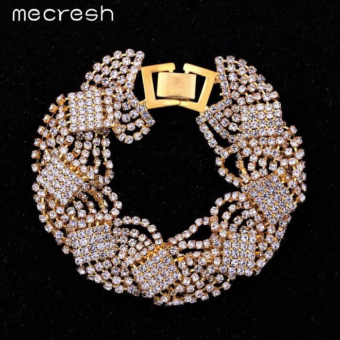 Mecresh Crystal Bracelets Gold Twist Wedding Jewelry