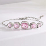 Pink CZ Crystal Bracelet Geometric Chain Y2K Jewelry