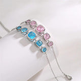 Pink CZ Crystal Bracelet Geometric Chain Y2K Jewelry