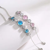 Pink CZ Crystal Bracelet Geometric Chain Y2K Jewelry