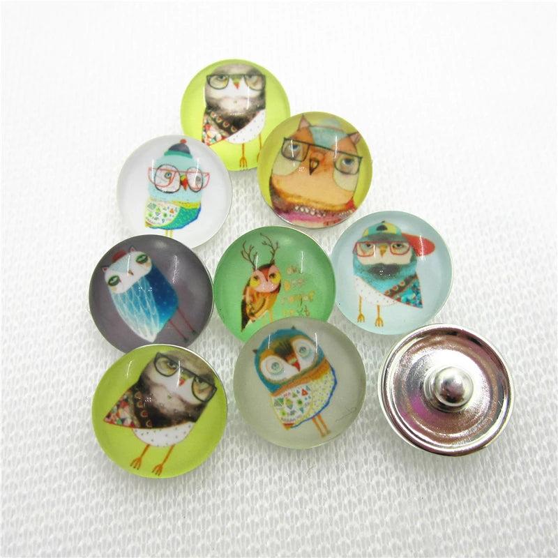 20pcs Mix Animals Owl Snap Buttons 18mm DIY Jewelry Bracelet&Bangles Charms