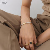 Dainty CZ Stone Tennis Bracelet Stainless Steel Plated Jewelry
