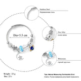 Women's Stainless Steel Crystal Planet Moon Star Charm Bracelet