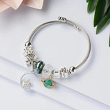 Women's Stainless Steel Crystal Planet Moon Star Charm Bracelet