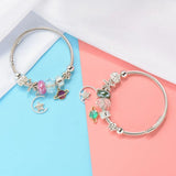 Women's Stainless Steel Crystal Planet Moon Star Charm Bracelet