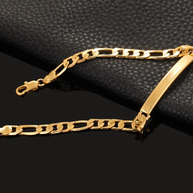 7MM ID Tag Bar Bracelet for Women Men Link Chain Hand on Jewelry