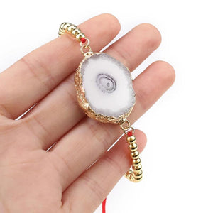 Natural Stone Crystal Cluster Bracelet Vintage Beach Handwork Bangle