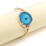 Natural Stone Crystal Cluster Bracelet Vintage Beach Handwork Bangle
