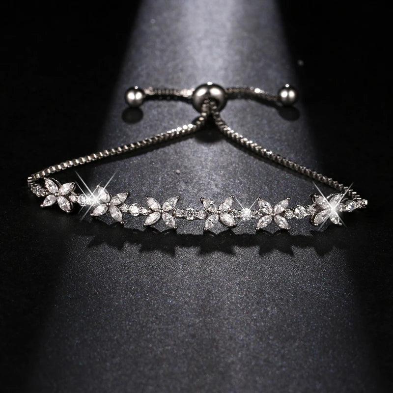 Zircon Flower Bracelet for Women Party
