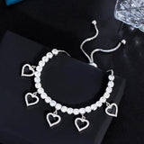 CZ Dangling Heart Bridal Tennis Bracelet for Women BR280