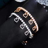 CZ Dangling Heart Bridal Tennis Bracelet for Women BR280