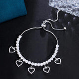 CZ Dangling Heart Bridal Tennis Bracelet for Women BR280