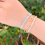 CZ Dangling Heart Bridal Tennis Bracelet for Women BR280