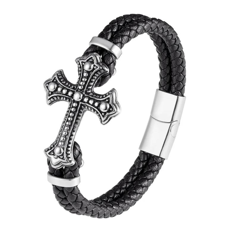 Punk Cowhide Multi-layer Charm Wristband Leather Bracelet