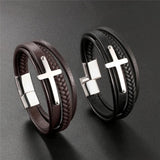 Punk Cowhide Multi-layer Charm Wristband Leather Bracelet