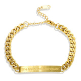 Punk Engraved She Believed Bracelets Stainless Steel Thick Chain Jewelry