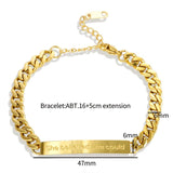 Punk Engraved She Believed Bracelets Stainless Steel Thick Chain Jewelry