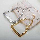 Punk Engraved She Believed Bracelets Stainless Steel Thick Chain Jewelry