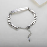 Punk Engraved She Believed Bracelets Stainless Steel Thick Chain Jewelry