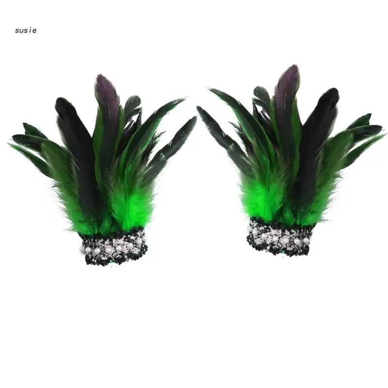 Feather Wrist Cuffs Bracelets Arm Warmer for Party