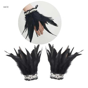 Feather Wrist Cuffs Bracelets Arm Warmer for Party